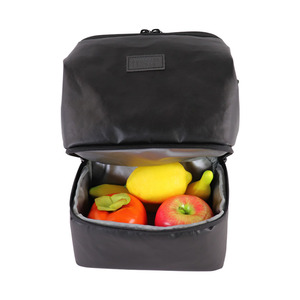 Custom Logo Double-Deck Weekender Cooler Bag Durable Polyester Insulation Waterproof Picnic Food Delivery Thermal Cooling Black - Product Image 3