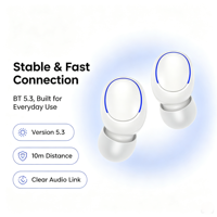 Écouteurs TWS à moule personnalisé V5.3, intra-auriculaires légers, sans fil Type-C, pour le gaming, avec anneau lumineux LED