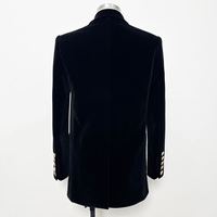 Blazer mi-long en velours noir élégant pour femme, automne-hiver
