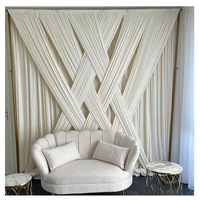 Dekorasi Tata Letak Panggung Pernikahan Putih Beige Ivory Tirai Silang Latar Belakang Drape Spandex Tirai Backdrop Dekorasi Pesta Pernikahan