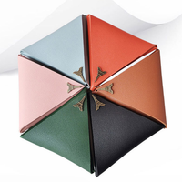 Mignon bouton caché PU cuir porte-monnaie personnalisé femmes Triangle portefeuille sac porte-monnaie porte-pochette
