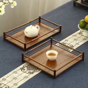 Bamboo Lacquer <b>Tea</b> <b>Tray</b> With Handle For <b>Tea</b> Serving And Dry Brewing Table - Product Image 3