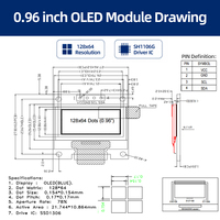 Módulo de Pantalla OLED de 0.96 Pulgadas, 128x64, Azul, I2C SSD1306, 3.3V, 4 Pines