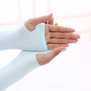 Manguitos de protección UV sin costuras azul claro para adultos, unisex, para ciclismo, running, deportes, tacto fresco de seda helada, ajuste cómodo - Product Image 2