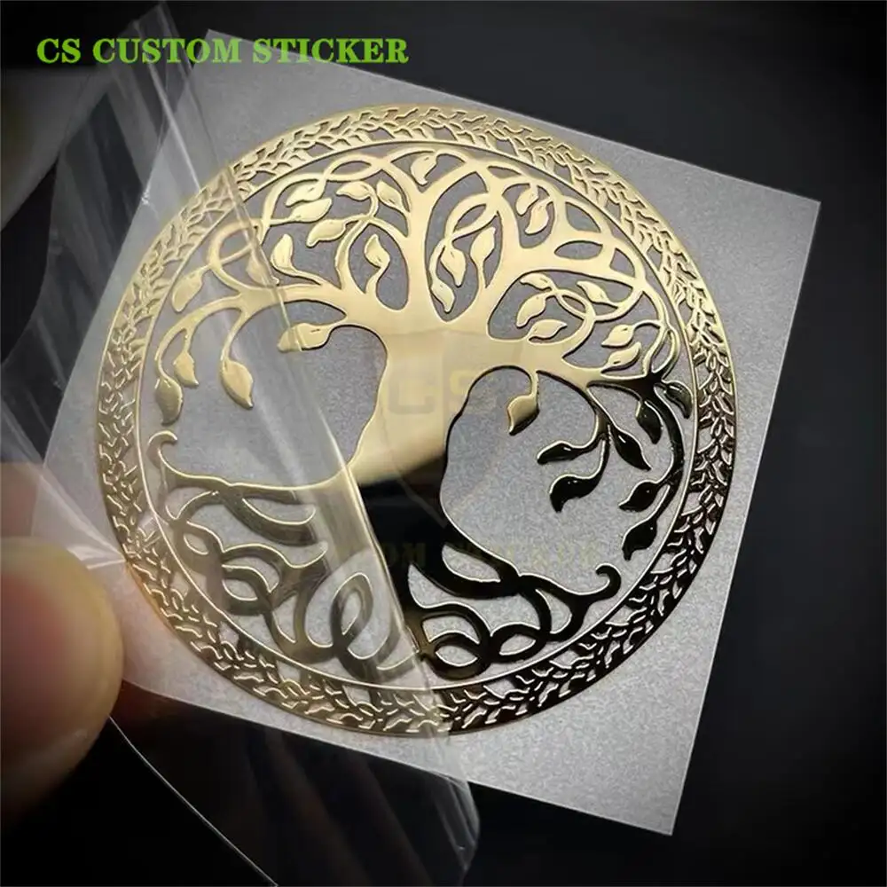 CS Custom Stickers Nicker Metallic Logo Custom Metal Nickel Label 3d Transfer Gold for packing box