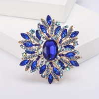 Broche Fleur de Luxe Grande Taille en Strass pour Femme, Bijou Élégant en Cristal, Accessoire de Corsage Exagéré, Épingles de Soirée