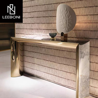 Table de console d'acier inoxydable de meubles d'entrée de lobby de conception nordique de vente chaude avec le dessus de marbre