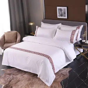 Set Tempat Tidur Grosir 100 Set Seprai Linen Hotel Mewah Kustom Katun Hotel