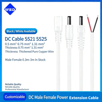 Connecteur Cylindrique DC5521mm 12V 24V, Câble Prise Jack DC 5.5mm, Câble d'Extension DC, Câble d'Alimentation DC