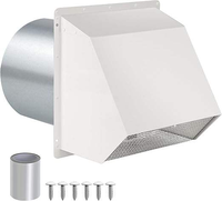 Grille d'aération murale moderne en acier galvanisé blanc de 6 pouces avec capot pour ventilation extérieure, hotte de cuisine