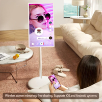 Televisor Inteligente Portátil de 24 Pulgadas con Pantalla Táctil LCD, Base Móvil con Ángulo Ajustable, Mini TV