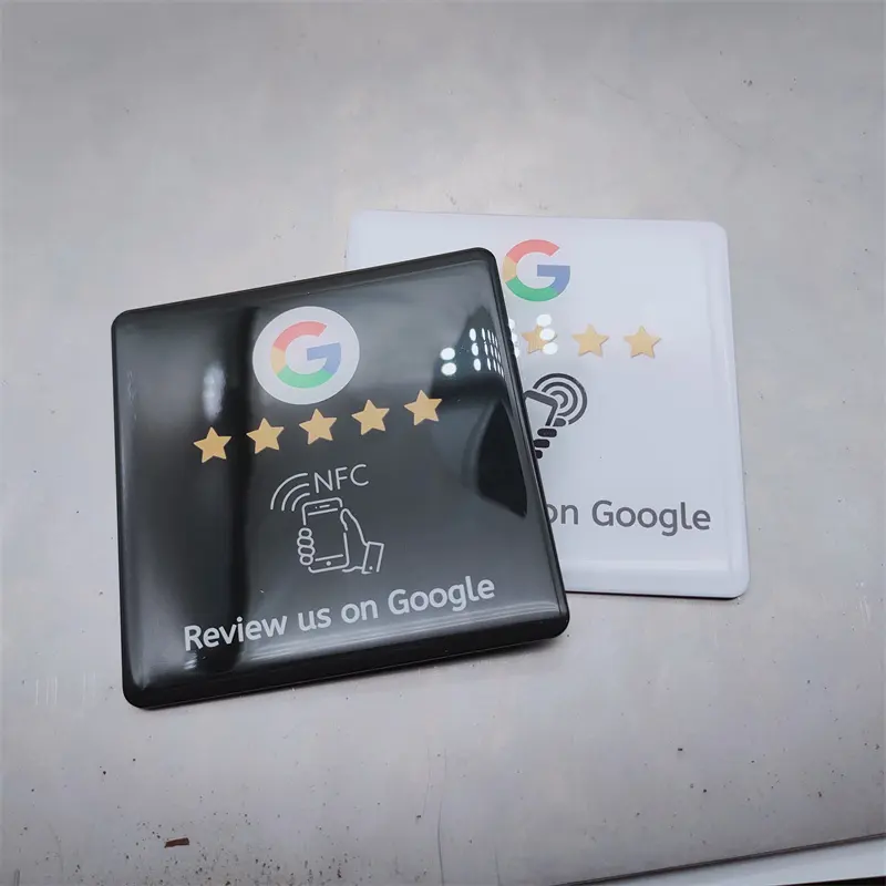 120*120 มม.NTAG 212 การพิมพ์สีรีวิว Google nfc เมนูตารางแท็ก PVC การ์ด NFC อีพ็อกซี่