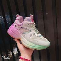 Chaussures de course rehaussantes pour femmes, plateforme diamant, maille respirante, à lacets, pour le sport et la marche, printemps été automne hiver