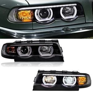 Série <span class=keywords><strong>7</strong></span> <span class=keywords><strong>E38</strong></span> 730i <span class=keywords><strong>740i</strong></span> LED phare modifié DRL 1998-2002 mise à niveau lampe avant clignotant faisceau haut projecteur oeil d'ange pour <span class=keywords><strong>BMW</strong></span> - Product Image 1