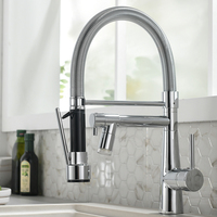 Mitigeur de cuisine Led à ressort, robinets de cuisine en chrome poli, céramique moderne, eau chaude et froide pour appartement