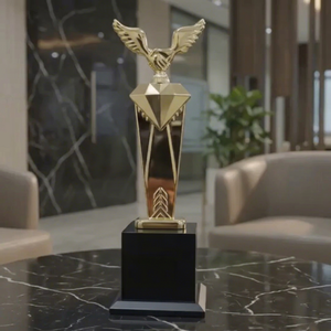 Professional Eco-Friendly Metal <b>Trophy</b> Custom Logo High Quality Black Base UV Printing for Corporate Events Business Gifts - Product Image 1