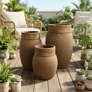 Jardinières modernes écologiques en argile fibreuse sculptées à la main, légères, résistantes au gel, avec trous de drainage, vente en gros directe usine - Product Image 6