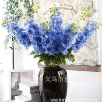 Fleurs artificielles en delphinium bleu faites à la main en gros, réalistes au toucher, en PVC écologique, longue durée, pour mariage et Saint-Valentin