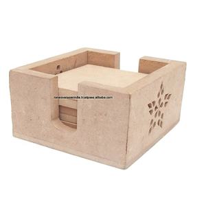 Posavasos cuadrados de madera hechos a mano personalizados de gran oferta con soporte para taza y vidrio - Product Image 1