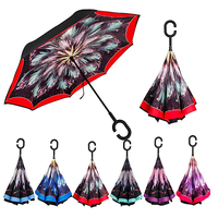 Vente en gros Offre Spéciale Double tissu coupe-vent poignée en forme de C à l'envers inversé pluie voiture uv ombre parapluie