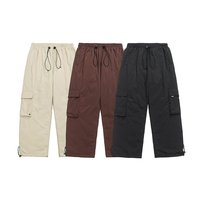 Pantalon cargo en duvet pour homme, coupe large, taille élastique, cordon de serrage, poches à rabat, chaud pour l'hiver, grandes tailles, surdimensionné, 6XL
