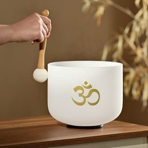 Cuencos De Canto De Cristal para curación De chakras, cuenco esmerilado con diseño OM, 528 Hz - Product Image 4