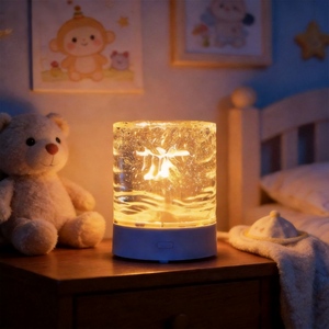 Đèn chiếu acrylic gợn sóng nước có pin, điều khiển cảm ứng & từ xa, đèn LED có thể điều chỉnh độ sáng, di động, cắm USB, dùng trang trí phòng ngủ - Product Image 5