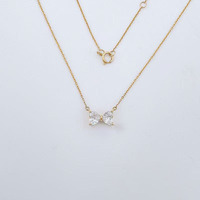 Collana con Pendente in Oro 18K con Diamante Coltivato in Laboratorio, Doppio Cuore, Farfalla, Fiocco, Taglio a Cuore, Regolabile, Gioiello Raffinato da Donna