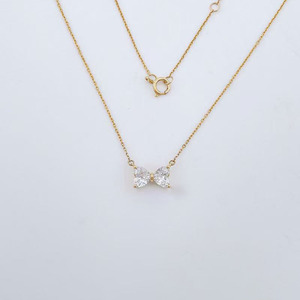 Collier Pendentif en Or 18 carats avec Diamant de Laboratoire, Double Cœur, <span class=keywords><strong>Papillon</strong></span>, Nœud <span class=keywords><strong>Papillon</strong></span> Tendance, Cœur Taillé, Réglable, Bijou Fin pour Femme - Product Image 5