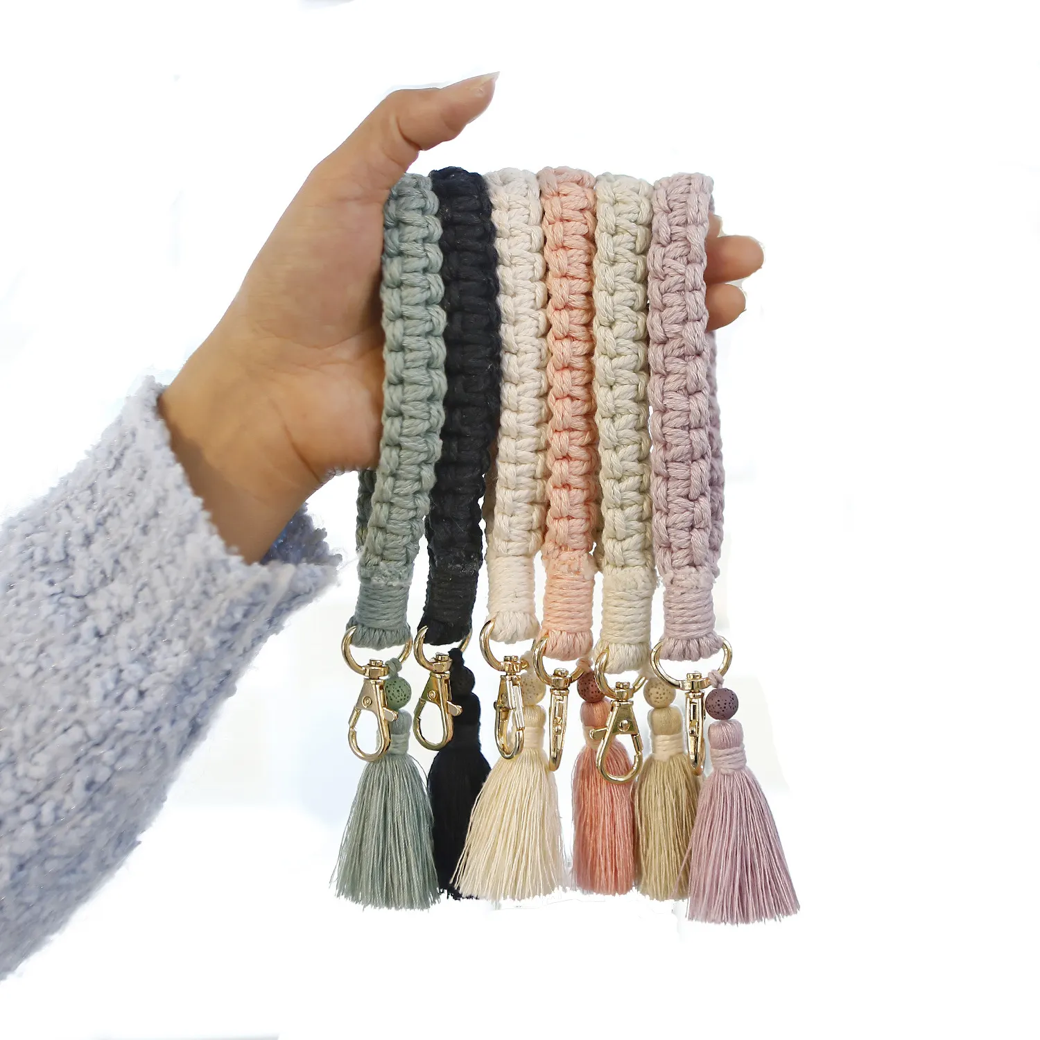 Plush Key Chain Accessories Woven Bohemia Tassel Coin Purse Cell Phone Wrist Detachable Straps For Women