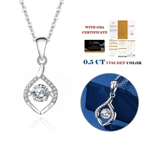 0.5CT Moissanite Waterdrop Necklace Lab Diamond 925 Sterling Silver Chain Necklace for Women Wedding Valentine's Day Gift