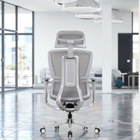 Fauteuil de Direction Moderne à Dossier Haut, Pivotant, Confortable, avec Support Lombaire, en Maille et PU, Appuie-tête Réglable, Accoudoirs 3D, 4 Positions, pour Bureau