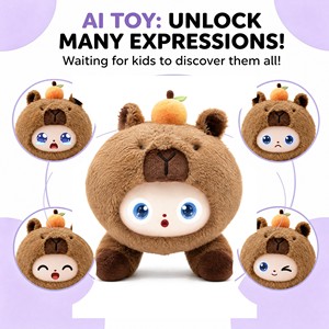 Jouet en peluche interactif IA, animal électronique, ours brun avec yeux LED et bulles de parole - Product Image 3