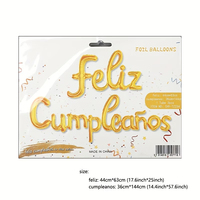 Ensemble de ballons en feuille de 16 pouces avec inscription Feliz Cumpleanos (Joyeux Anniversaire) pour les fournitures de fête d'anniversaire en espagnol
