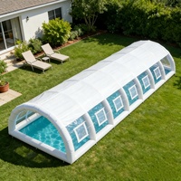 Abri de piscine gonflable portable en PVC à gonflage/dégonflage rapide, résistant aux intempéries, en forme de dôme