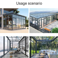 Véranda préfabriquée moderne en aluminium et verre avec kit de cadre pliant rétractable pour serre mobile 4 saisons et enclos de patio