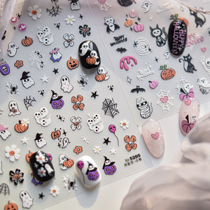 Autocollants pour ongles en papier imperméables pour <span class=keywords><strong>Halloween</strong></span>, motifs fantômes, citrouilles, chauves-souris, chats, crânes 3D, autocollants adhésifs, <span class=keywords><strong>manucure</strong></span> DIY - Product Image 5