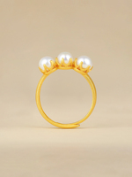 Bague pour femme en argent 925 plaqué or de haute qualité, perle Edison de qualité AAAA, forme ronde, blanche, tendance, réglable, vente en gros