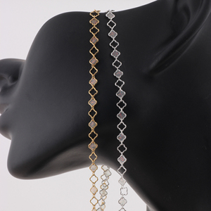 Cadena de Eslabones de Trébol Hueca/Esmaltada 1+1, Creativa, Chapada en Oro de 14K/Plata 925, <span class=keywords><strong>Accesorios</strong></span> <span class=keywords><strong>para</strong></span> Hacer Collares y Pulseras Permanentes - Product Image 6