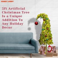 1,5m Vorbeleuchteter PVC-Weihnachtsbaum mit Ständer Künstlicher Beleuchteter Grinch-Weihnachtsbaum für Innenräume Mit LED-Lichtern Tisch-Weihnachtsbaum