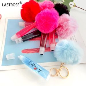 2025 vente en gros 13 saveurs boule de <span class=keywords><strong>fourrure</strong></span> huiles pour les lèvres hydratantes 15ml végétalien lèvre repulpant huile porte-clés clair brillant à lèvres marque privée - Product Image 5