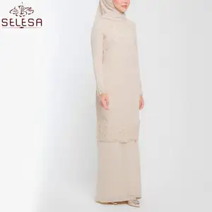 Hot Sell Malaysia Muslim Women Clothing Chiffon Two Pieces Baju Kurung