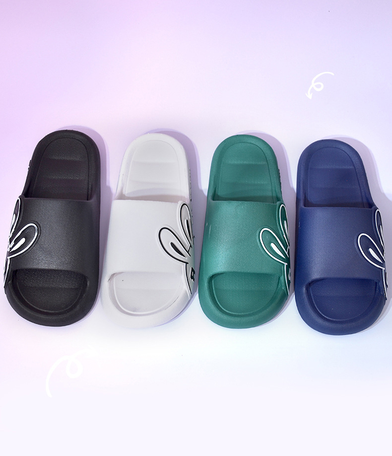2023 Rubber Slippers Women Summer Bathroom Non-slip Couple Plastic Soft Thick Sole Slides