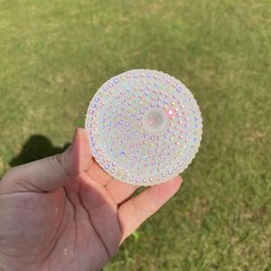 Couvercles en strass réutilisables en plastique pour bocaux Mason de 16 oz avec trou pour paille, couvercles colorés en PP acrylique à large ouverture, couvercles en strass - Product Image 4