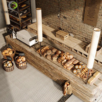 Comptoir de bar, comptoir de café, table et chaises de salon pour boulangerie, café, ou salon de thé, au design intérieur élégant en bois
