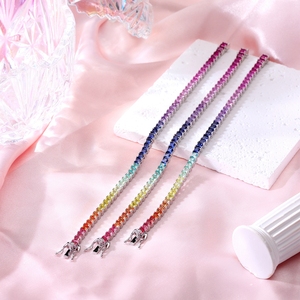 Bracelet tennis EMEJEWE en argent sterling 925 avec saphirs arc-en-ciel vibrants de 3 mm, taille <span class=keywords><strong>princesse</strong></span> vintage, cultivés en laboratoire, aux couleurs riches - Product Image 3