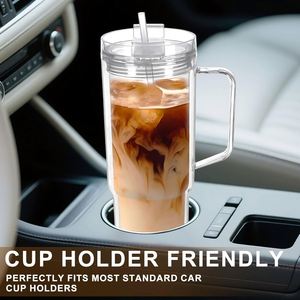 Wholesale New Design Pre-Drilled 40oz <b>Double</b> <b>Wall</b> Snow Globe Acrylic Plastic Can Tumbler with Lid Straw Leak-Proof & Handgrip - Product Image 4