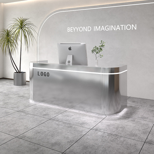 Modern Stainless Steel Reception <b>Desk</b> Simple Bar Counter for <b>Small</b> Clothing Store Cash Register Dance Room <b>Desk</b> Reception DeskMK - Product Image 2