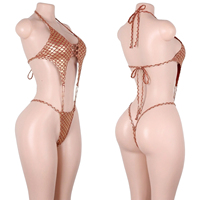 En gros Combinaisons de clubwear à lacets en tissu doré à effet écailles de sirène, style string, pour performance DJ en boîte de nuit, scène et rave