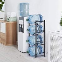 Support de bouteille d'eau en métal robuste à 4 niveaux, support de rangement pour bouteille d'eau de 5 gallons, support pour cuisine, maison, bureau, salon